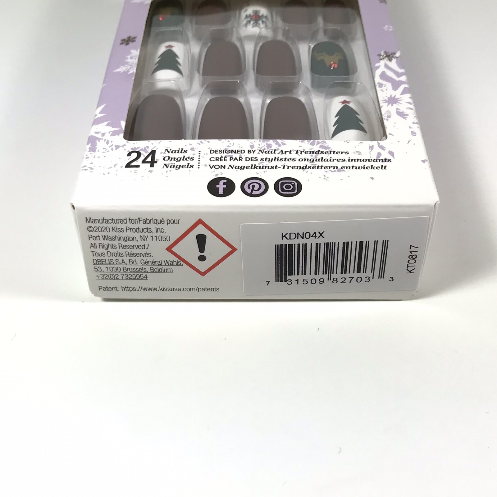 NEW Kiss Nails Limited Edition Glue Manicure Long Gel Coffin Reindeer Christmas