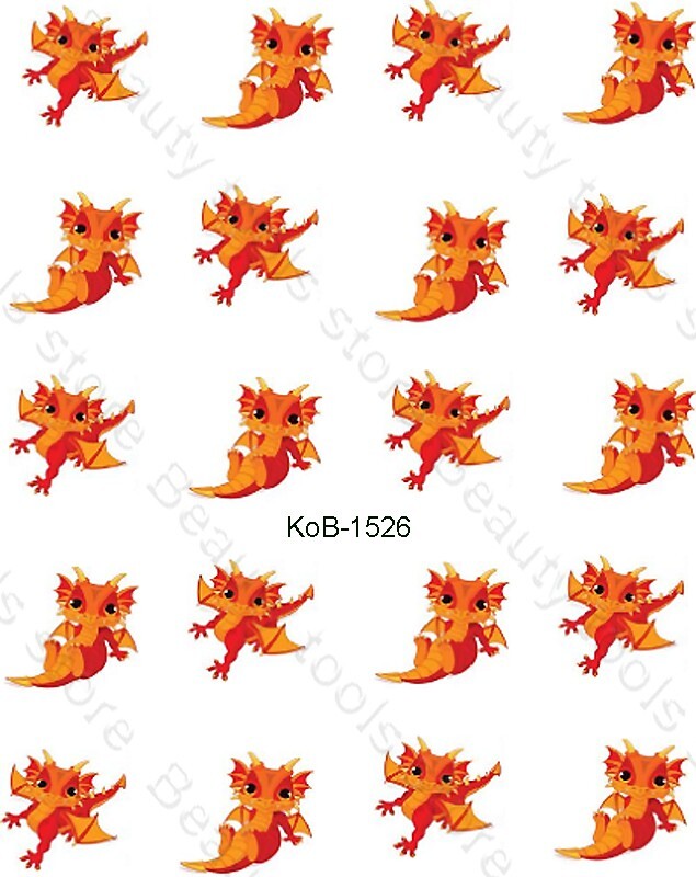 Nail Art Water Transfer Stickers Decals beautiful cute dragon KoB-1526