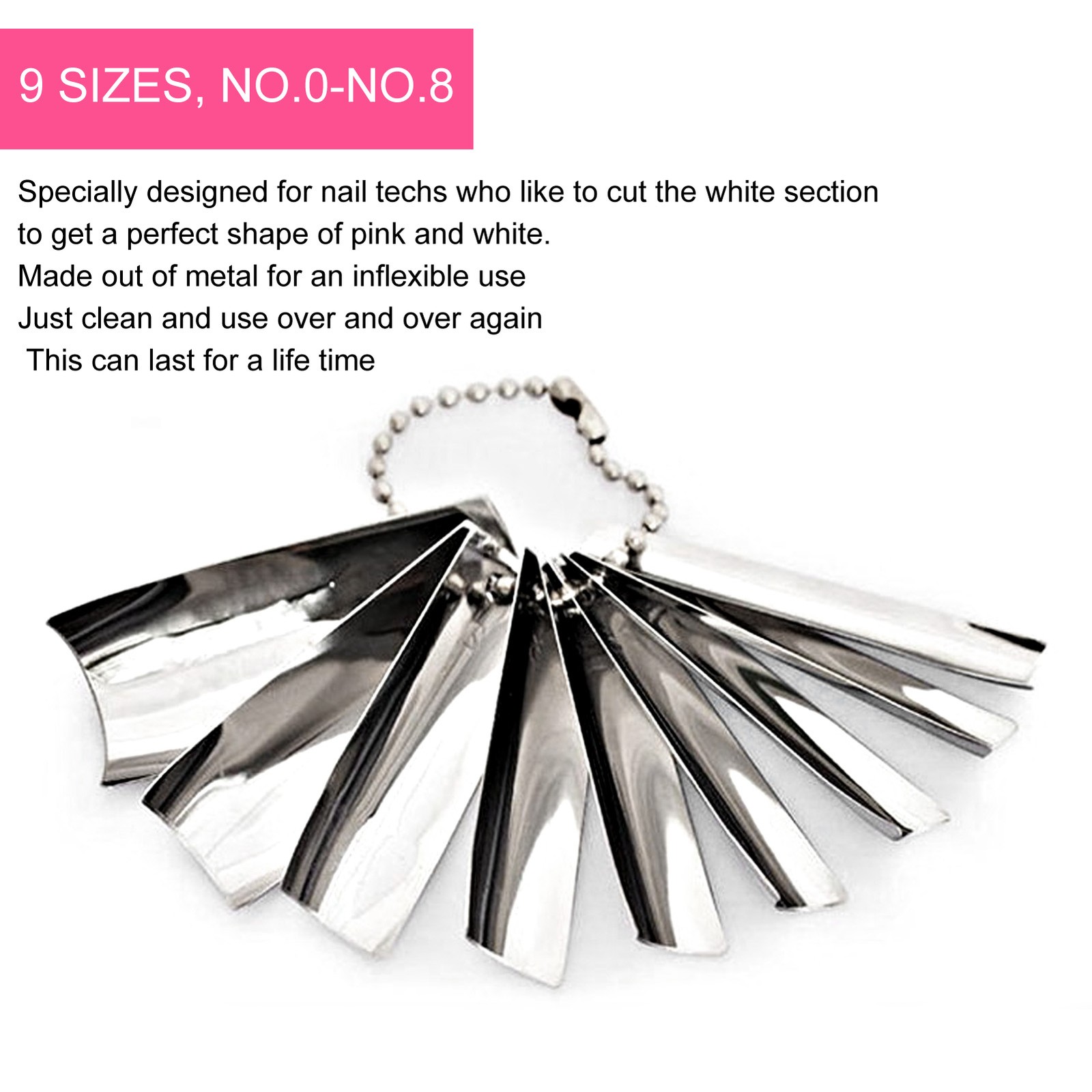 18Pcs French Manicure 9 Sizes Single Tips Deep C Shape Cutter Tool Nail Edge