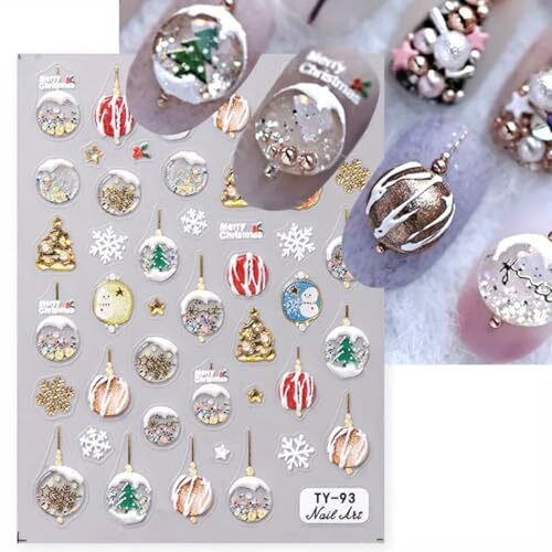 Christmas Nail Art Stickers Decals Christmas Crystal Ball Nail Christmas style3