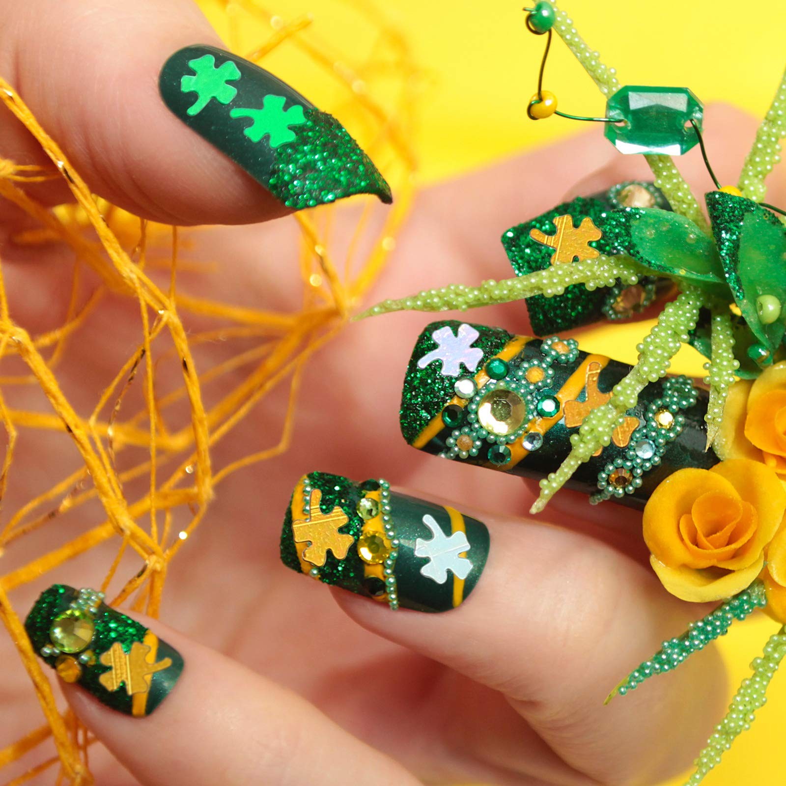 10 Sheets St. Patrick’s Day Nail Art Stickers 3D Self-Adhesive Nail Decals an