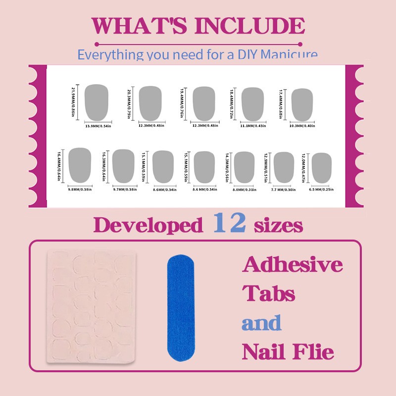 48 Pcs White Floral Gold Line Oval Press on Nails, Elegant Daily Nude Fake Nails