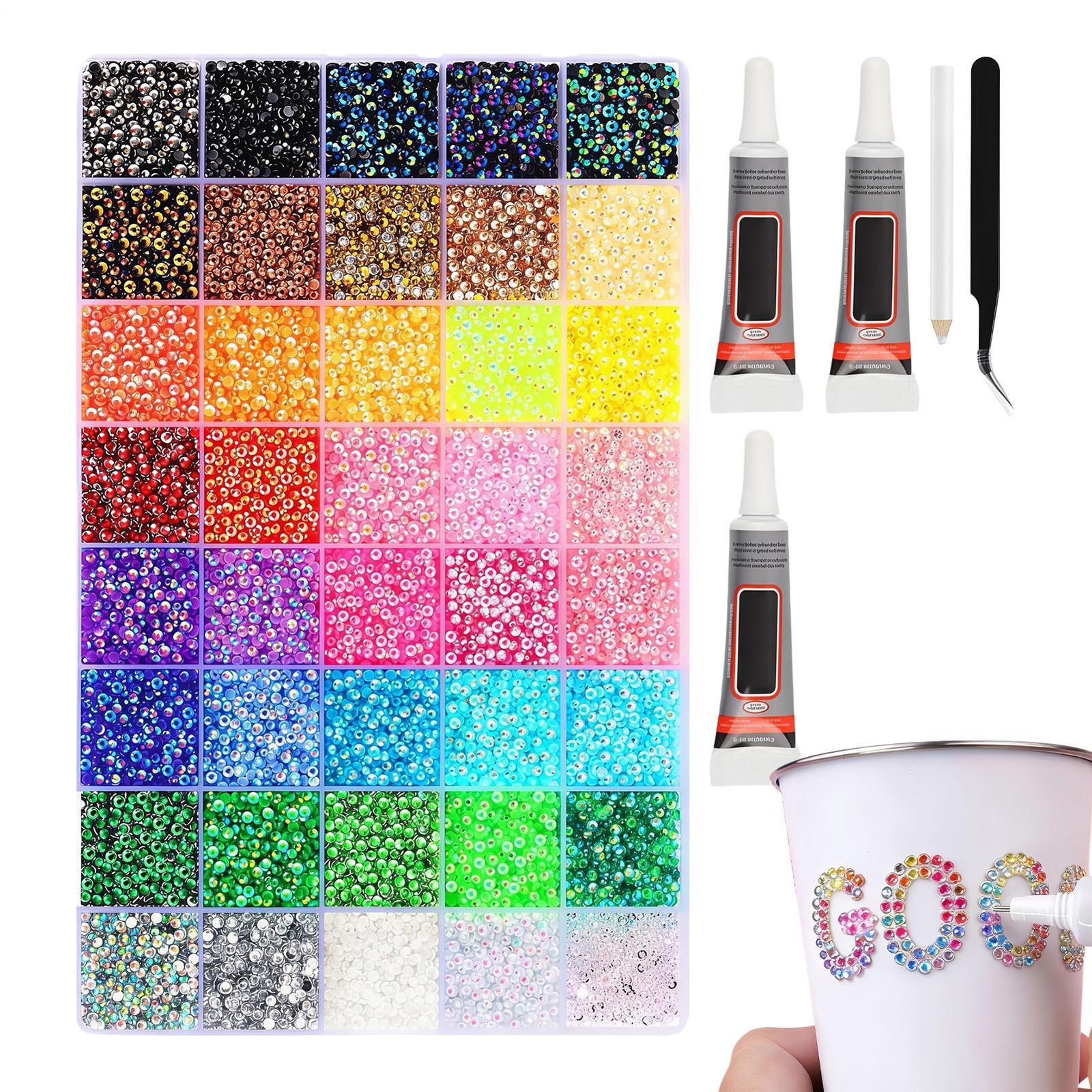 32500Pcs Rhinestones For Bedazzling, 3Mm Bedazzler Kit With Flatback Rhinestones