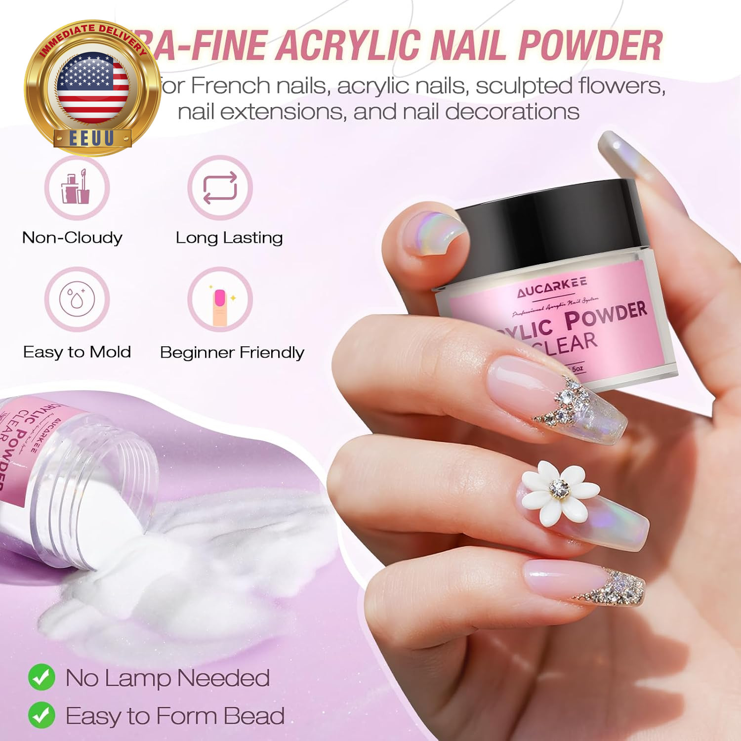 Acrylic Nail Kit – Professional Clear Acrylic Powder and Liquid Set with Nail Br