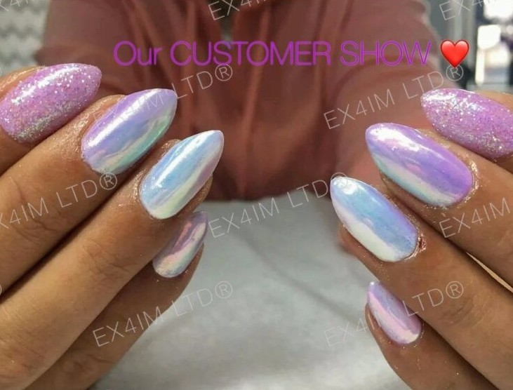 AURORA Nail Powder AB UNICORN RAINBOW 5 Colours CHROME Mirror Effect Mermaid UK