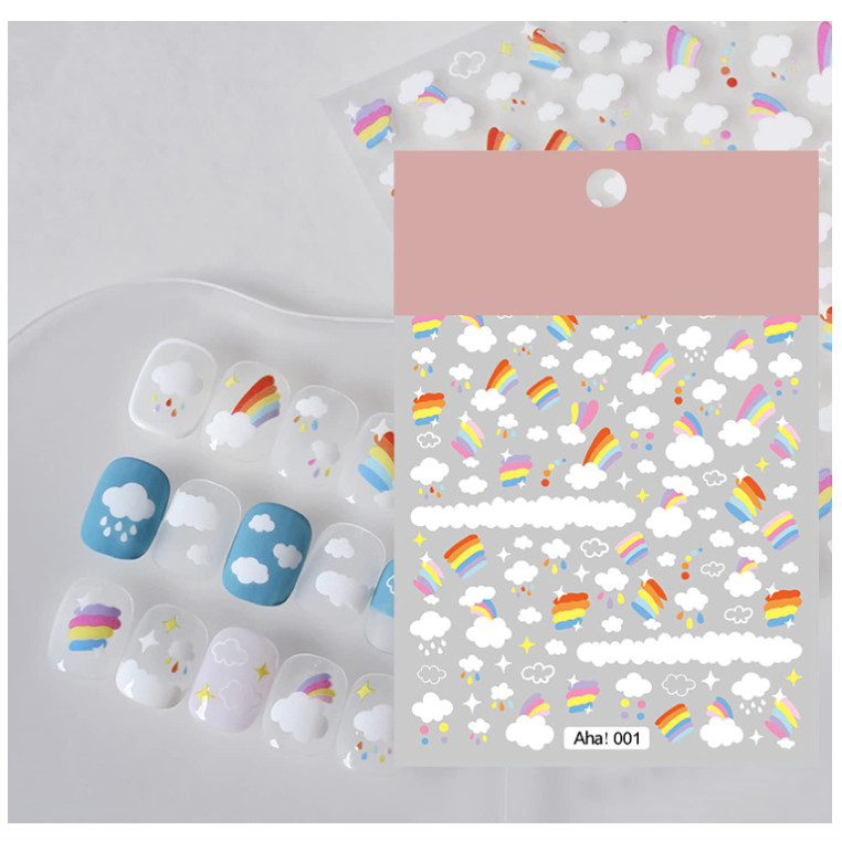 Rainbow Nail Art Sticker Cloud Star Nail Decal 3D Self Adhesive Fashion NH20
