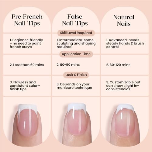 Beetles French Tip Press On Nails – Cocoa Mousse 1-S Almond-Cocoa Mousse French