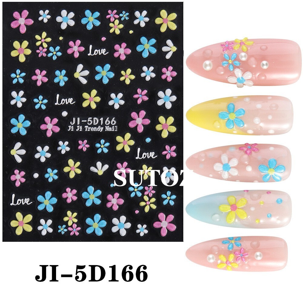 2Pcs 3D Nail Art Stickers Daisy Flower Bride Decals Decoration JI166/167 NH29