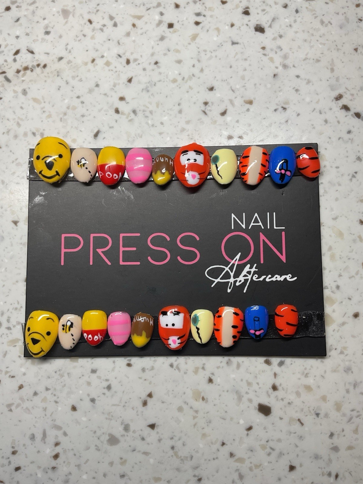 Kids Press-On Nails Set Oval Multicolor 3D Animal Full Cover Pre-Designed