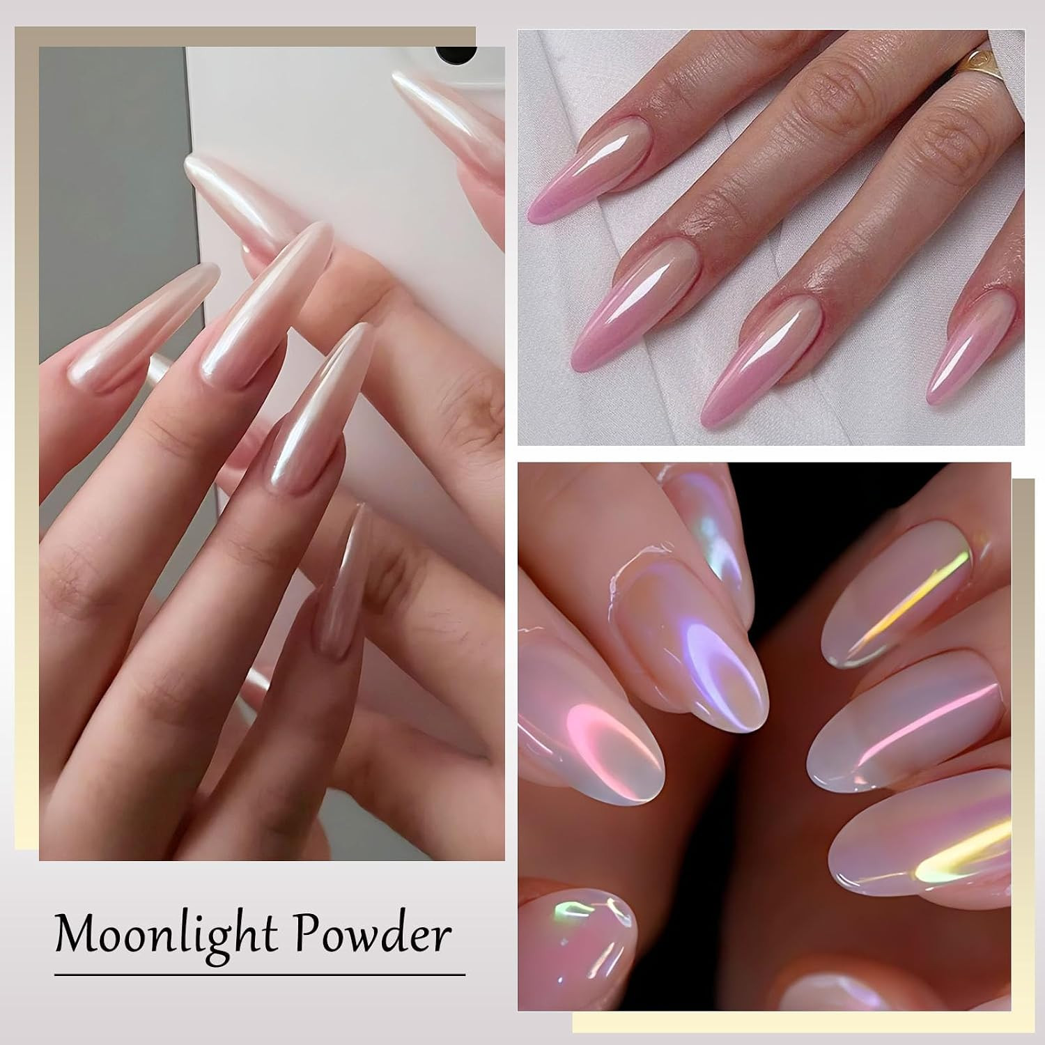 10Pcs Aurora Chrome Nail Powder Set,Iridescent Mermaid Moonlight Metallic Mirror