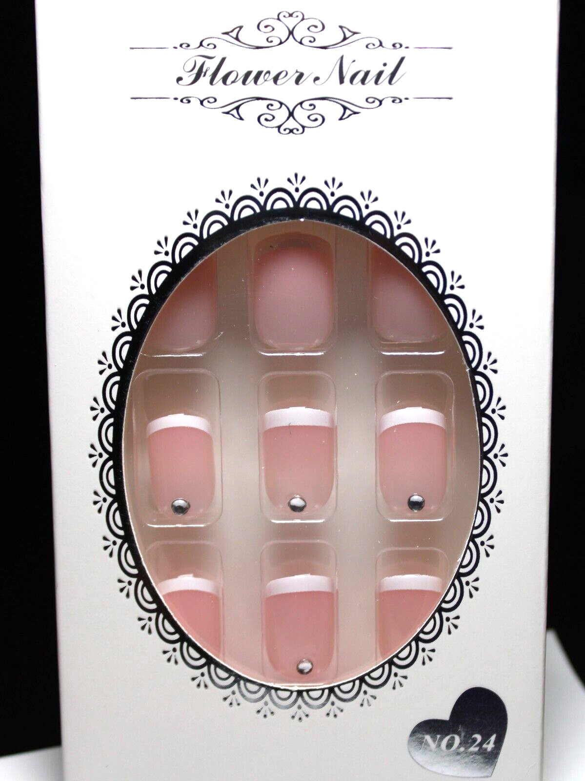 24 Piece Press-On SHORT SQ Nail Set ** White French Mani ** BUY 2 Get 1 FREE