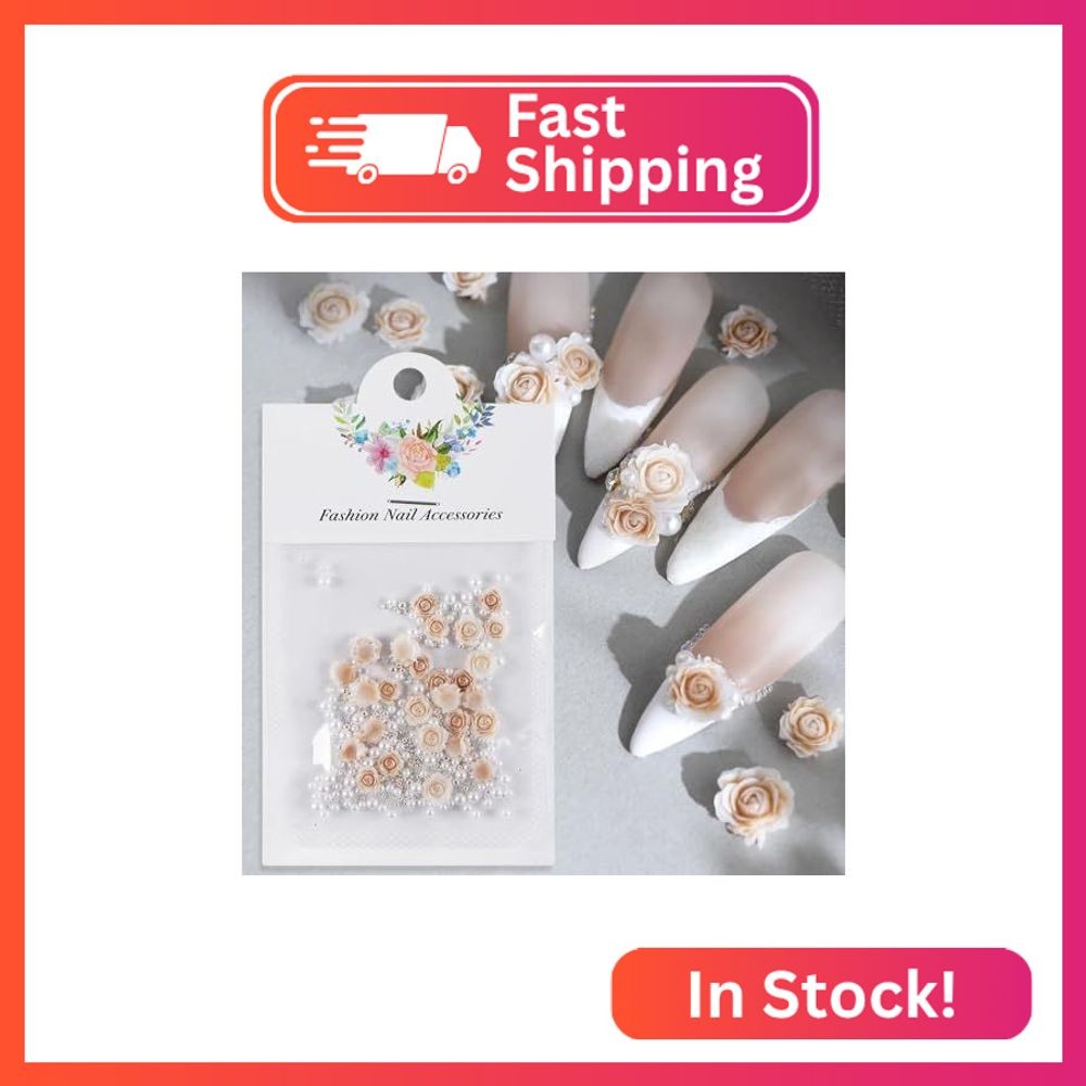 3D Flower Nail Charms Coffee Rose Nail Charm Gradient Rose Flower Nail Art Charm