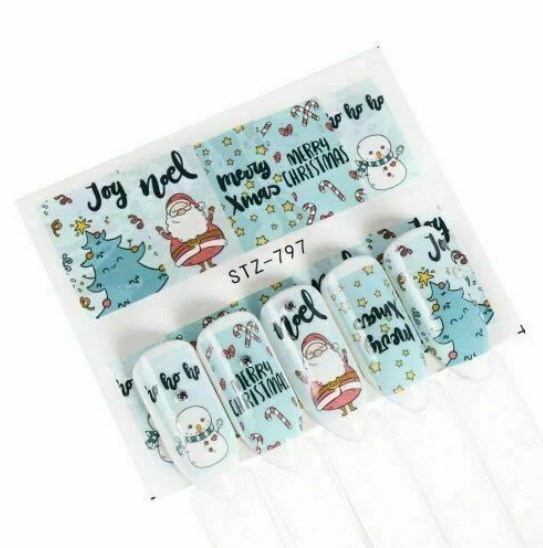 Christmas Nail Art Water Decals: Santa, Snowman, Reindeer(Group 1)