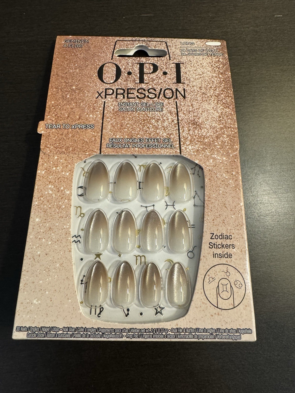 OPI xPRESS/ON Gel Like Press On Nails Gemini’m a Flirt 30 Nails NIB