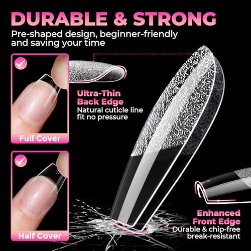 Nails Tips: 510Pcs Soft Gel Nail Tips Coffin Acrylic Full Cover Short Coffin