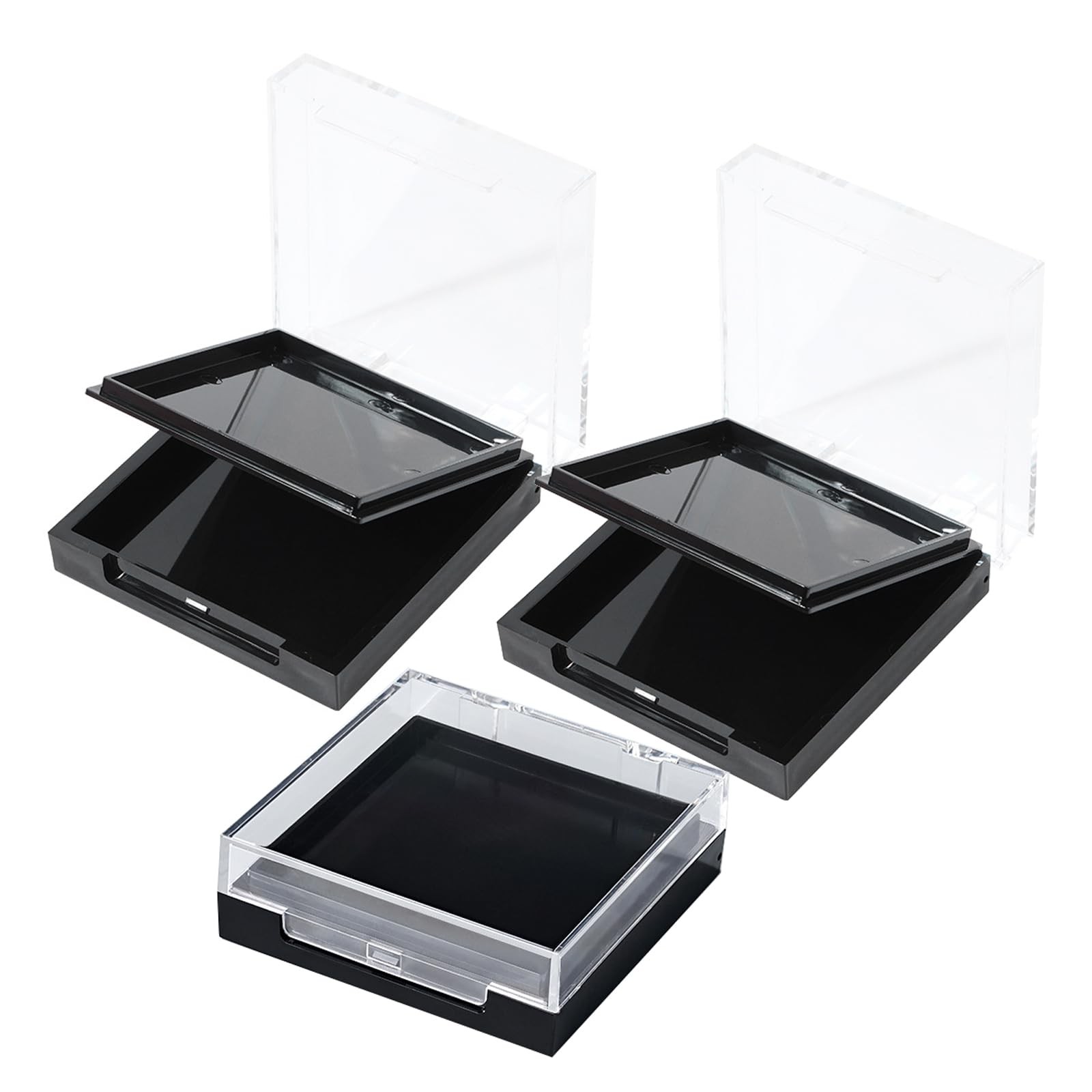 3Pcs Modern Double Layer Acrylic Press-On Nail Storage , Black (8*8*2.6cm/3.1…