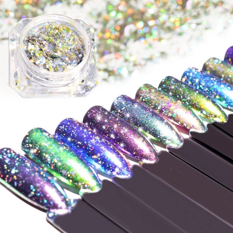 Aurora Chameleon Nail Flakes Holographic Shining Nails Powder Dazzling Sequins