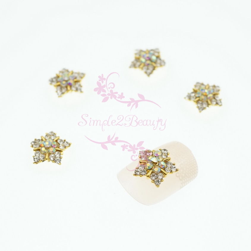 20 Nail Art Jewelry Snowflake Crystal Rhinestones Xmas Alloy Charms 3D DIY Decor