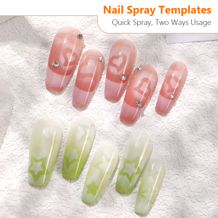 6Pcs Set Nail Art Airbrush Stencils, Spray Templates, Cute Hollow Nail Stickers