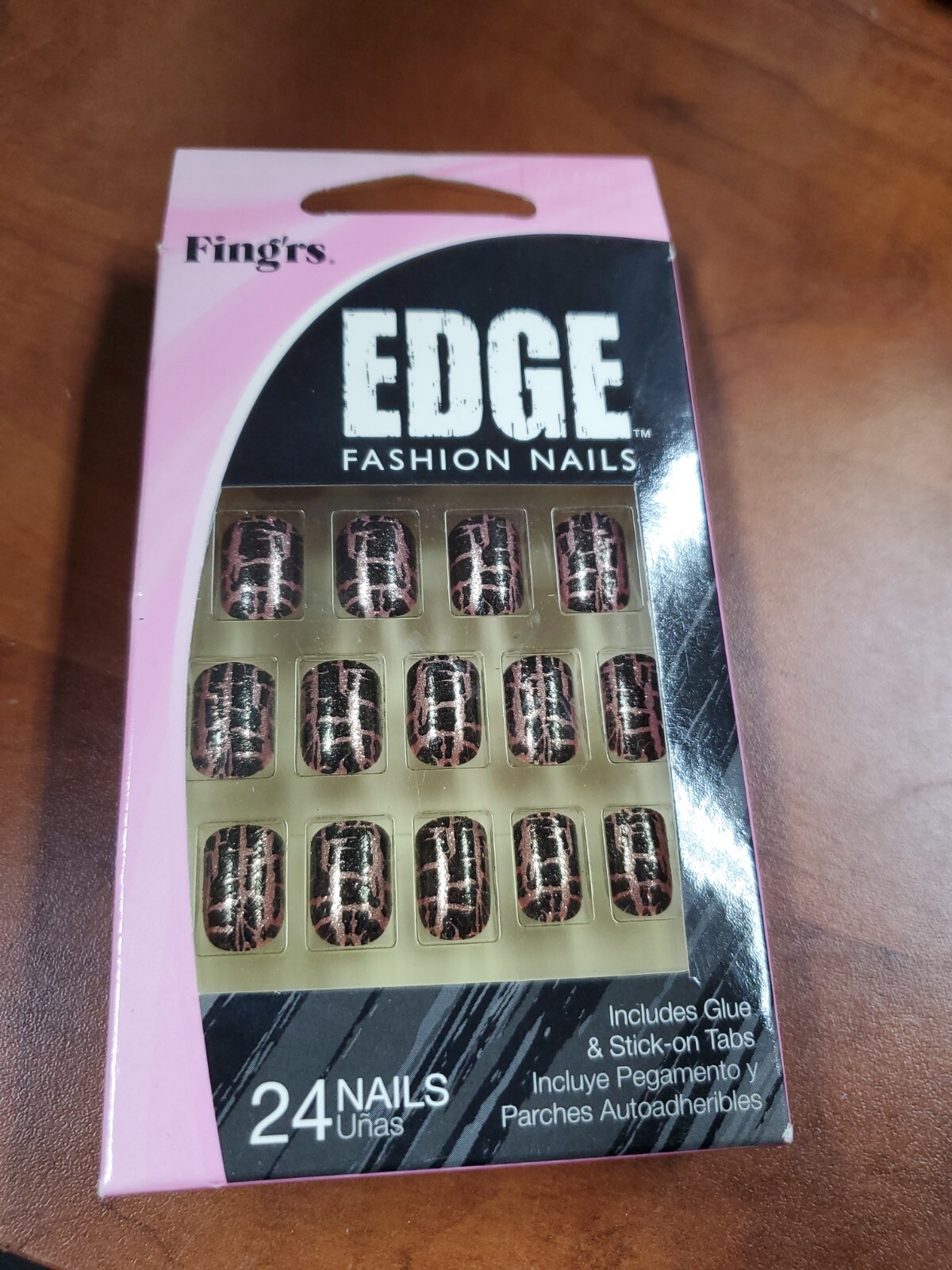 FING’RS EDGE Fashion Nails Glue/Stick-On Manicure 24 Nails K1