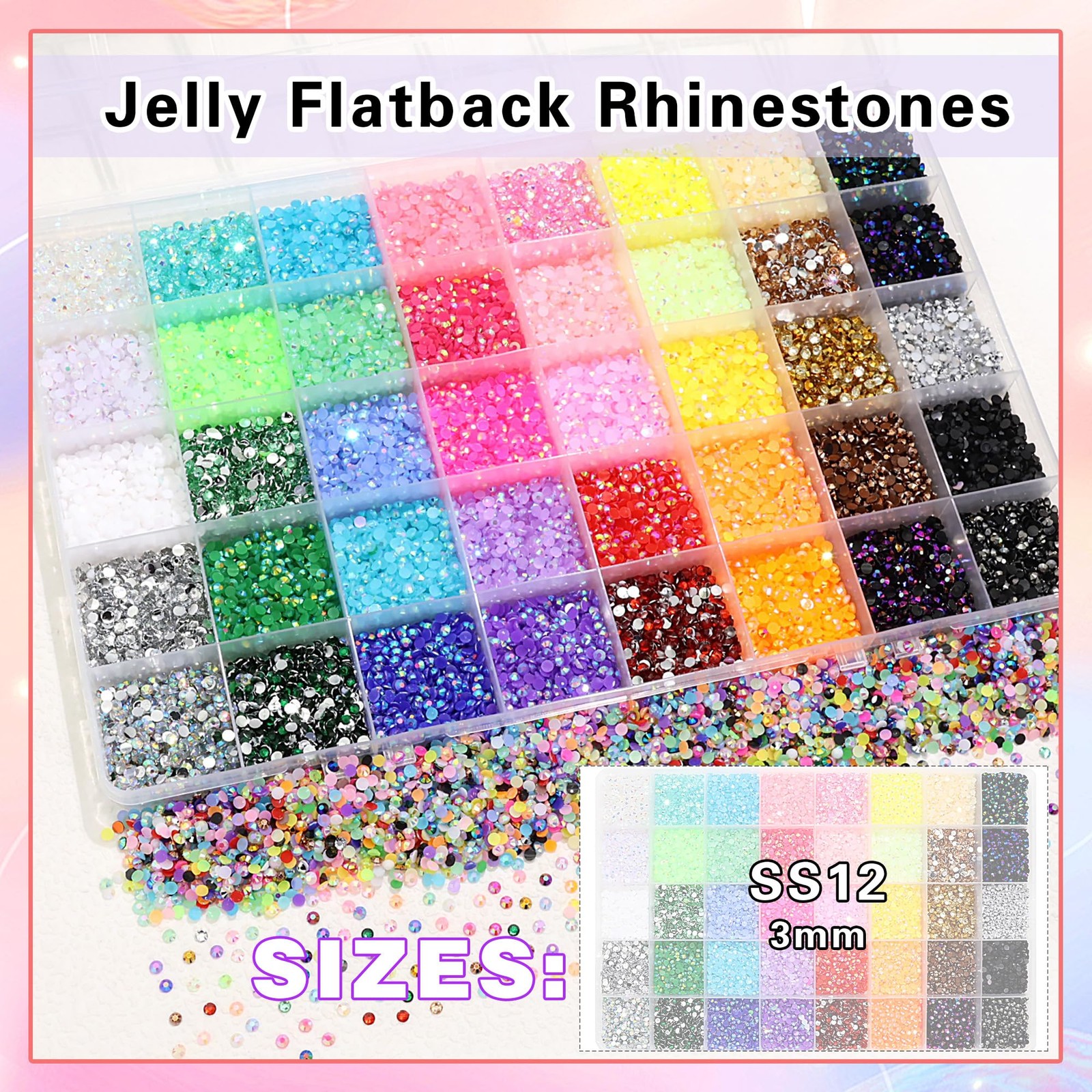 40000Pcs Resin Jelly Rhinestones for Bedazzling Crafting,40 Color Rhinestones…