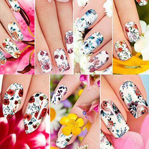168 Pieces 12 Sheets Full Wraps Nail Polish Stickers Flower Print Bright Style