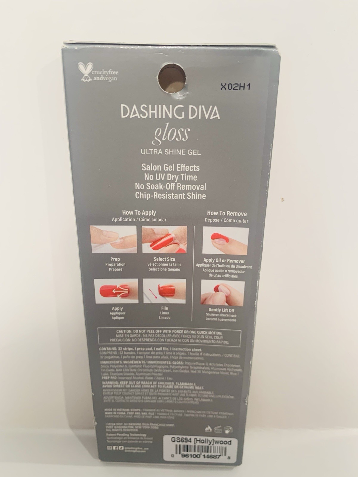 Dashing Diva Gloss Ultra Shine Gel Nail Strips [Holly]wood 32 Count Christmas