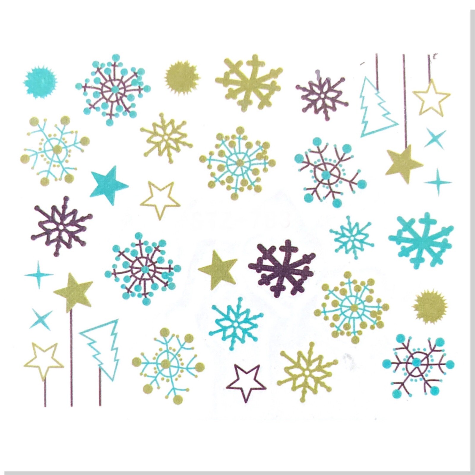 Jaysea Nails Nail Art Water Decals – Winter Green Teal Snowflakes Design – B4G1!