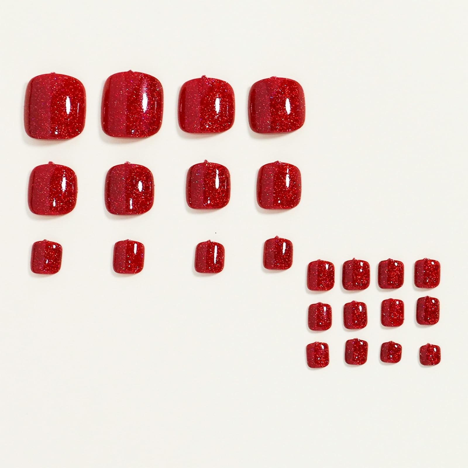 Red Glitter False Nails with Glossy Solid 1 Fl Oz (Pack of 24), Style12