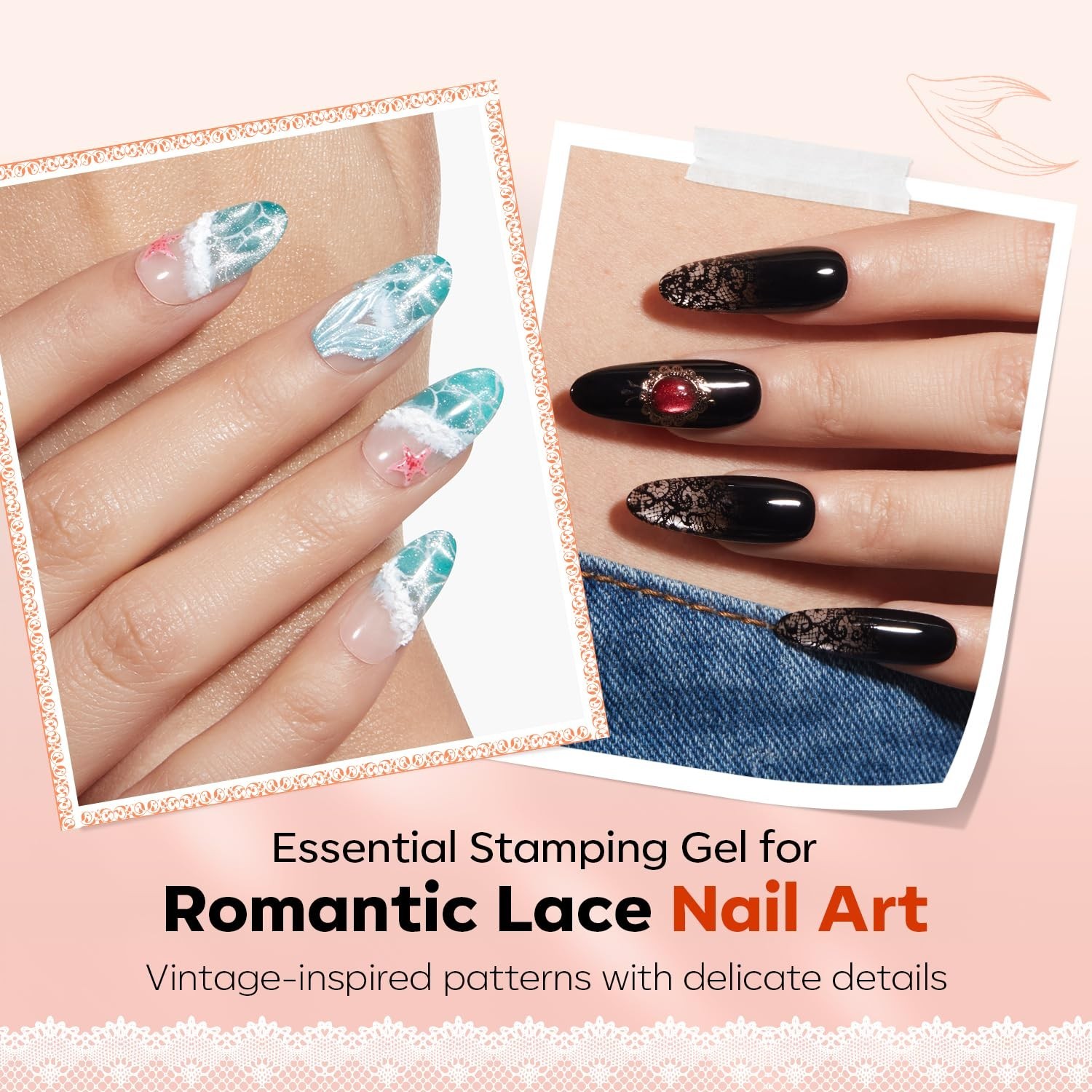 16PCS Nail Stamping Kit – French Tip Stamper, Gel Polish, Chrome Powder, Nail Ar