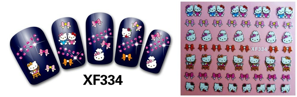 Hello Kitty 3D Glitter Nail Art Sticker Decal USA Seller Free Fast Shipping