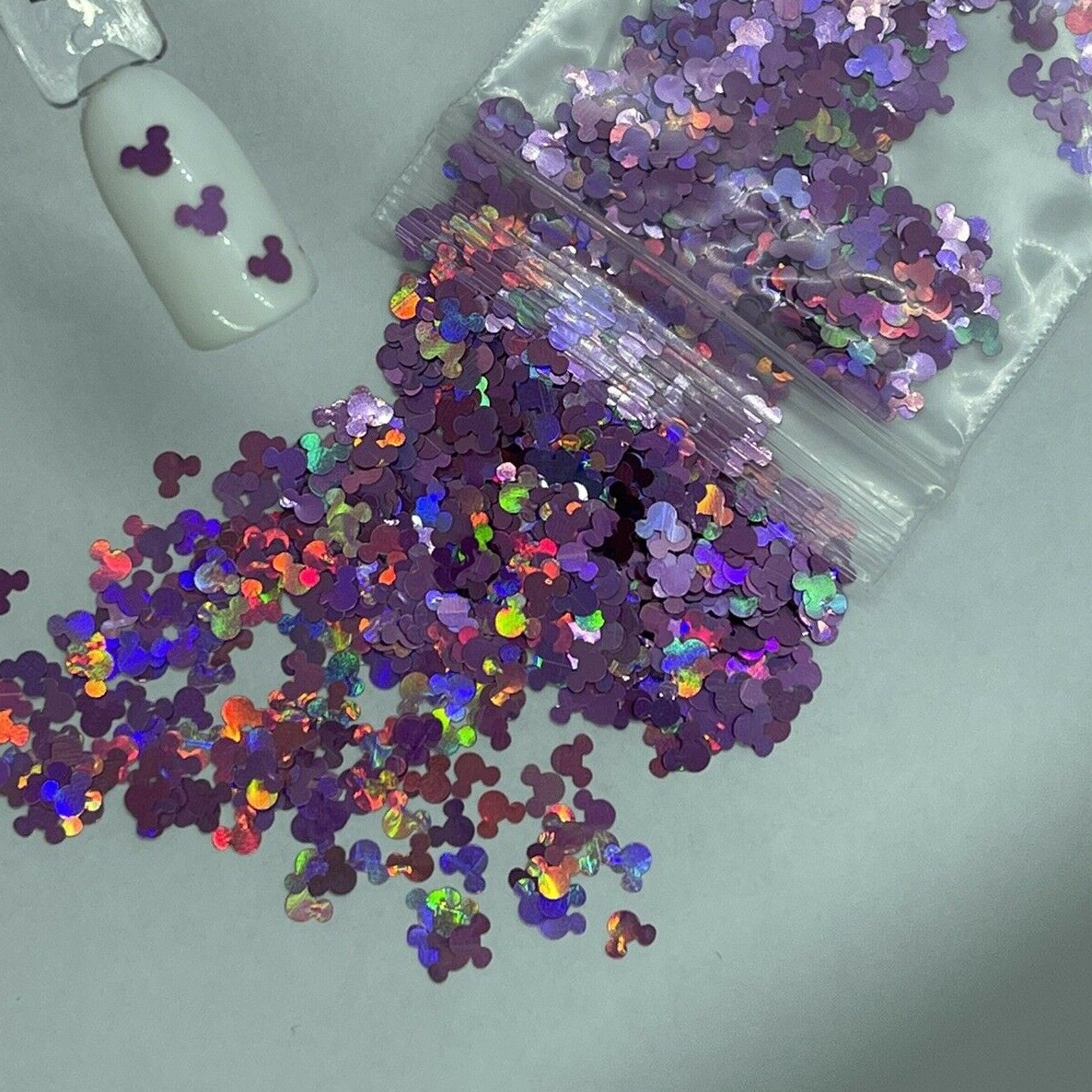 Holographic Pink Purple Mickey Mouse Glitter | 1 TSP | Gel Nail Art & Acrylic