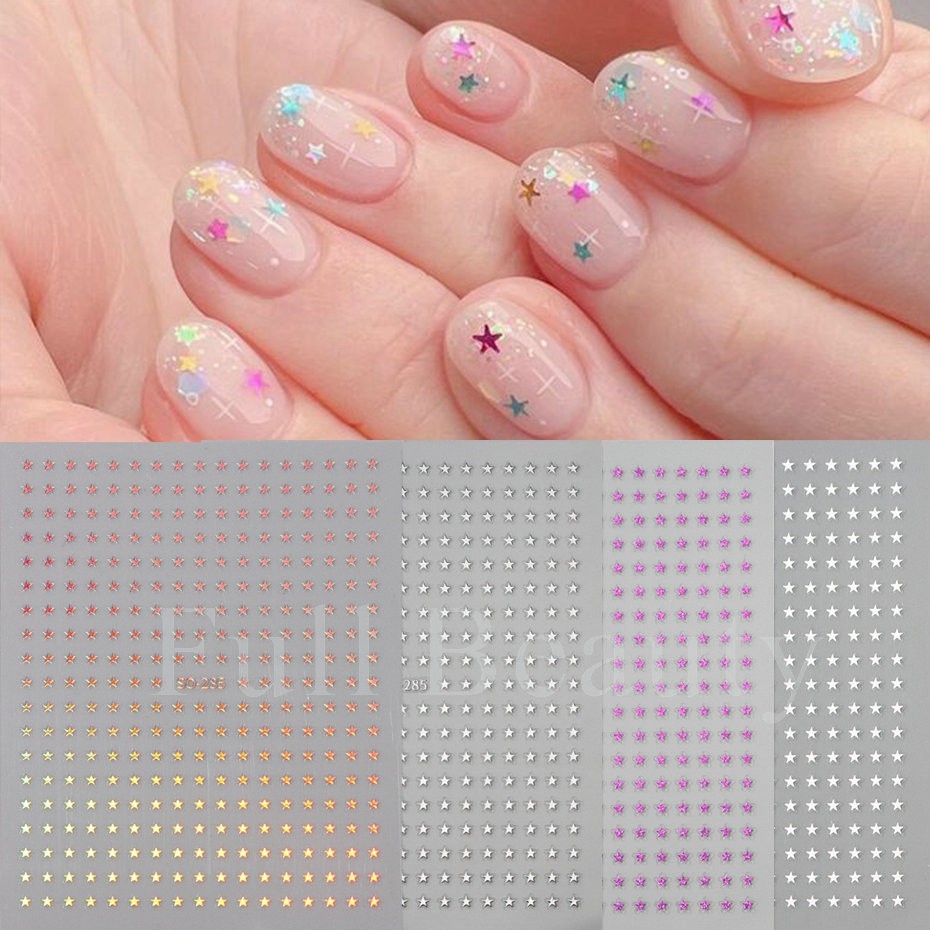 Stars Nail Art Stickers Decals 6 Sheets Supplies Self-Adhesive Peel SO285 NS53