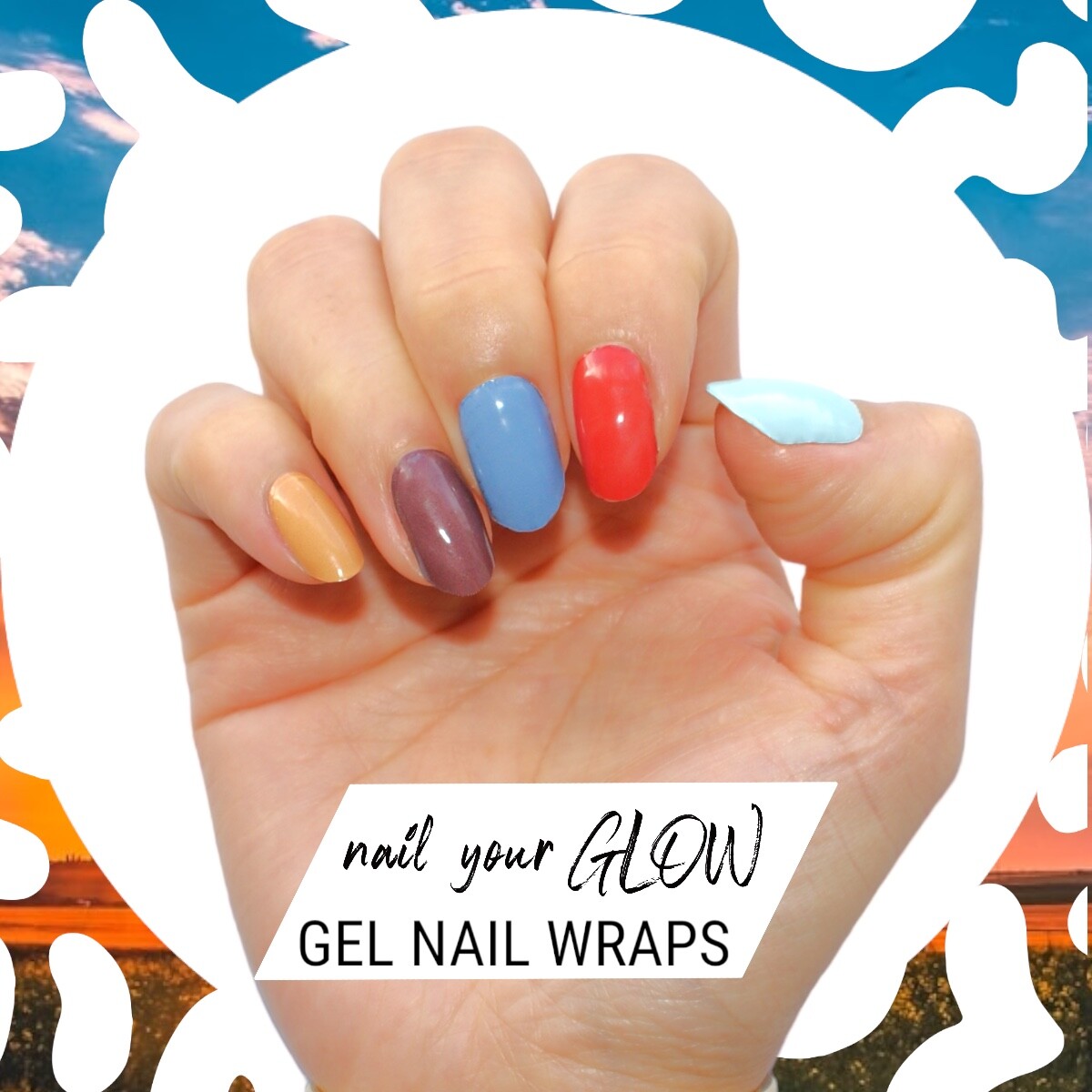 20 Gel Nail Wrap Stickers, Shimmer Sparkly, Semi Cured UV/LED, Nail Art Design