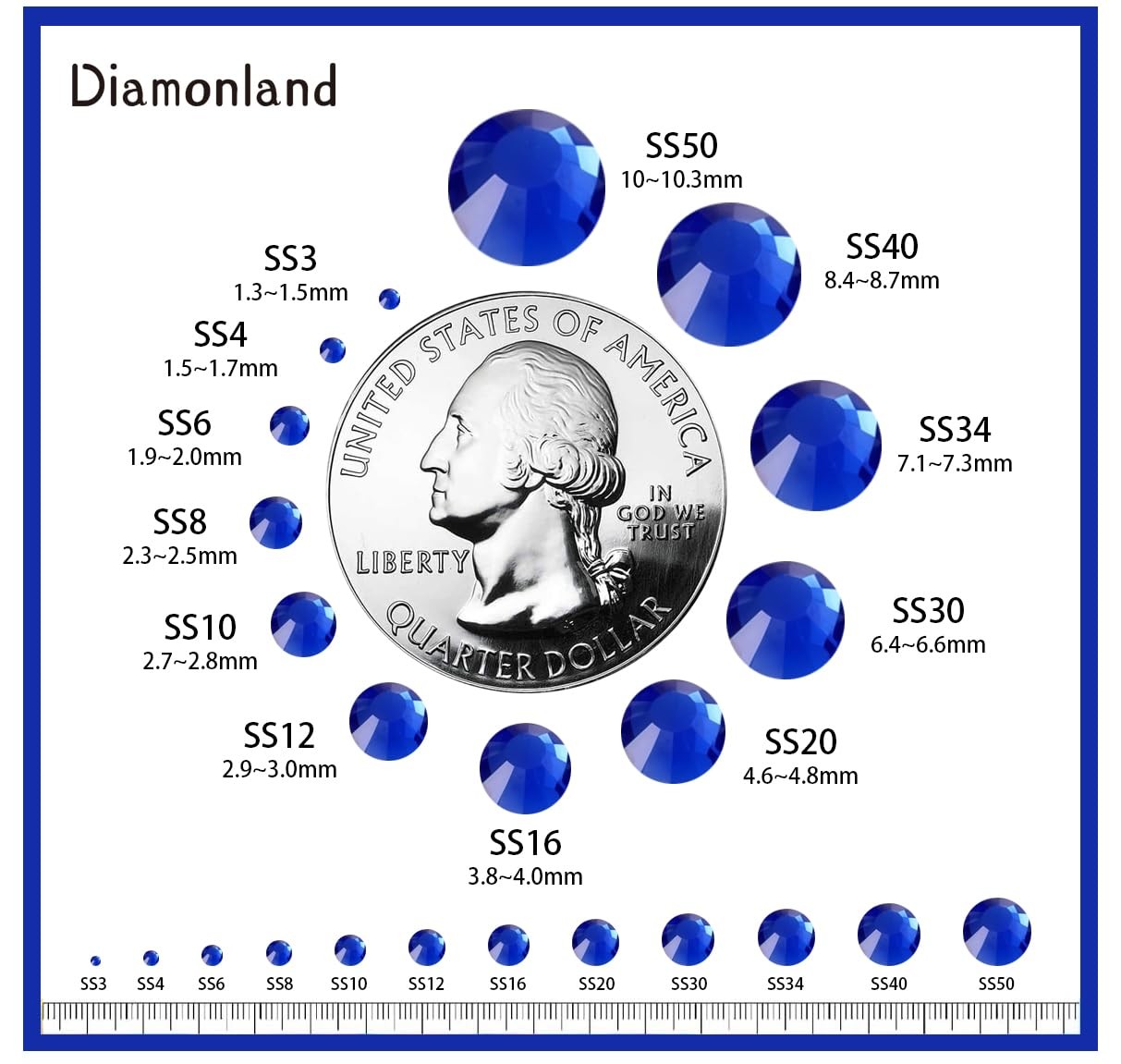 Diamonland Flatback Glass Crystal Rhinestones Rounds Gems for Bedazzling Nail…