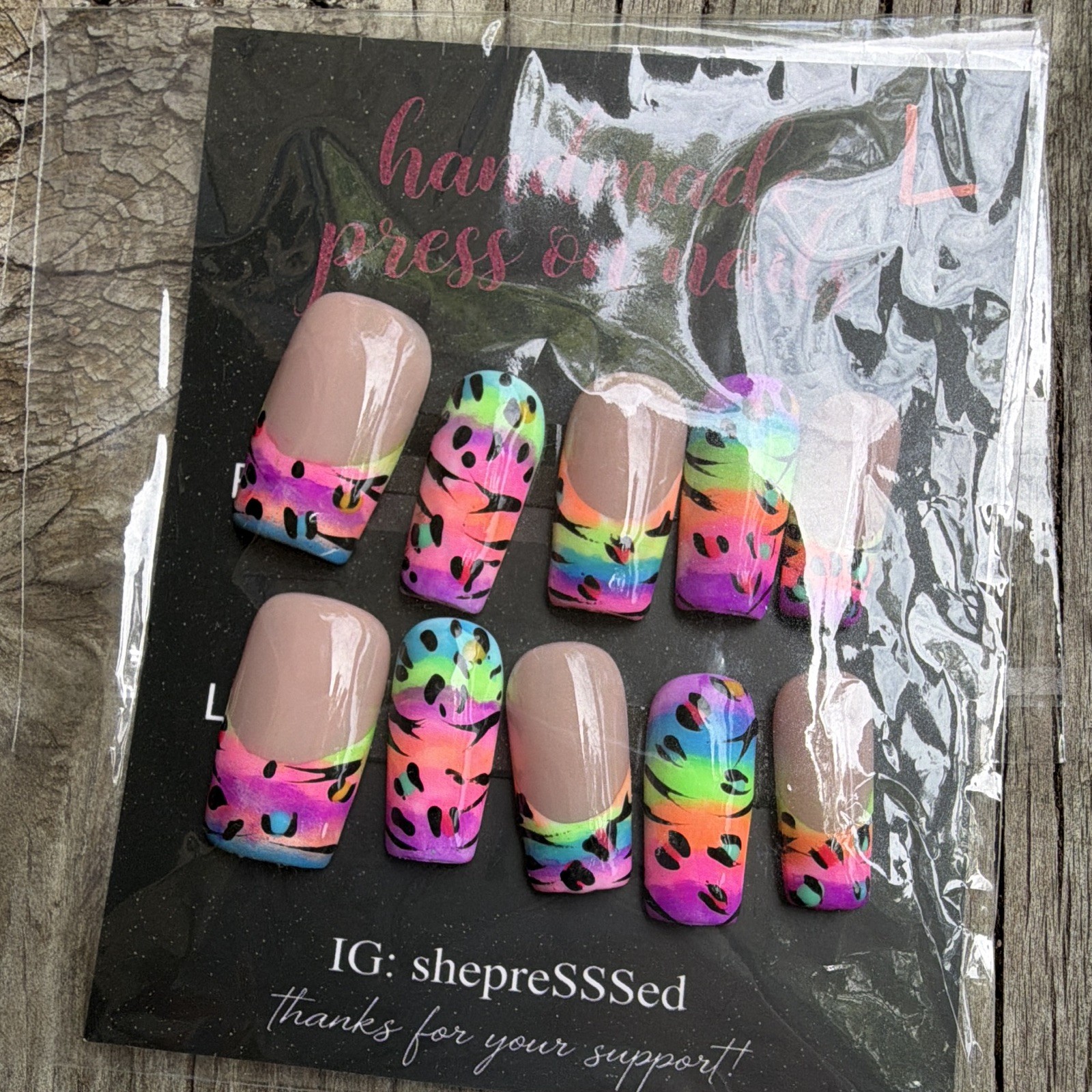 Press-On Nails Pink Nude White Glitter 3D Floral Long Square lot of 7 Large