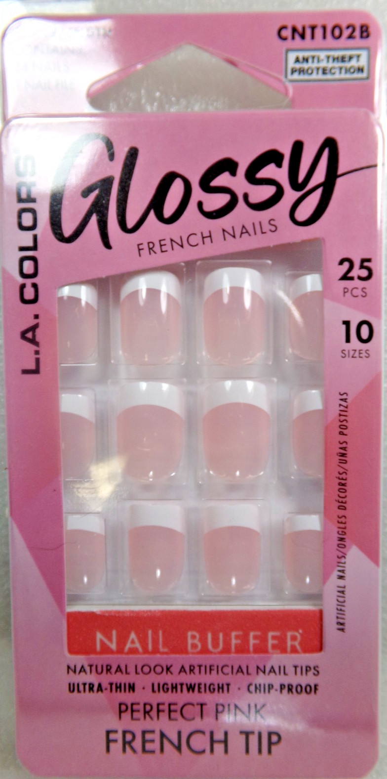 LA Colors Glossy Nails, Perfect Pink French GLUE-On Active Short Length