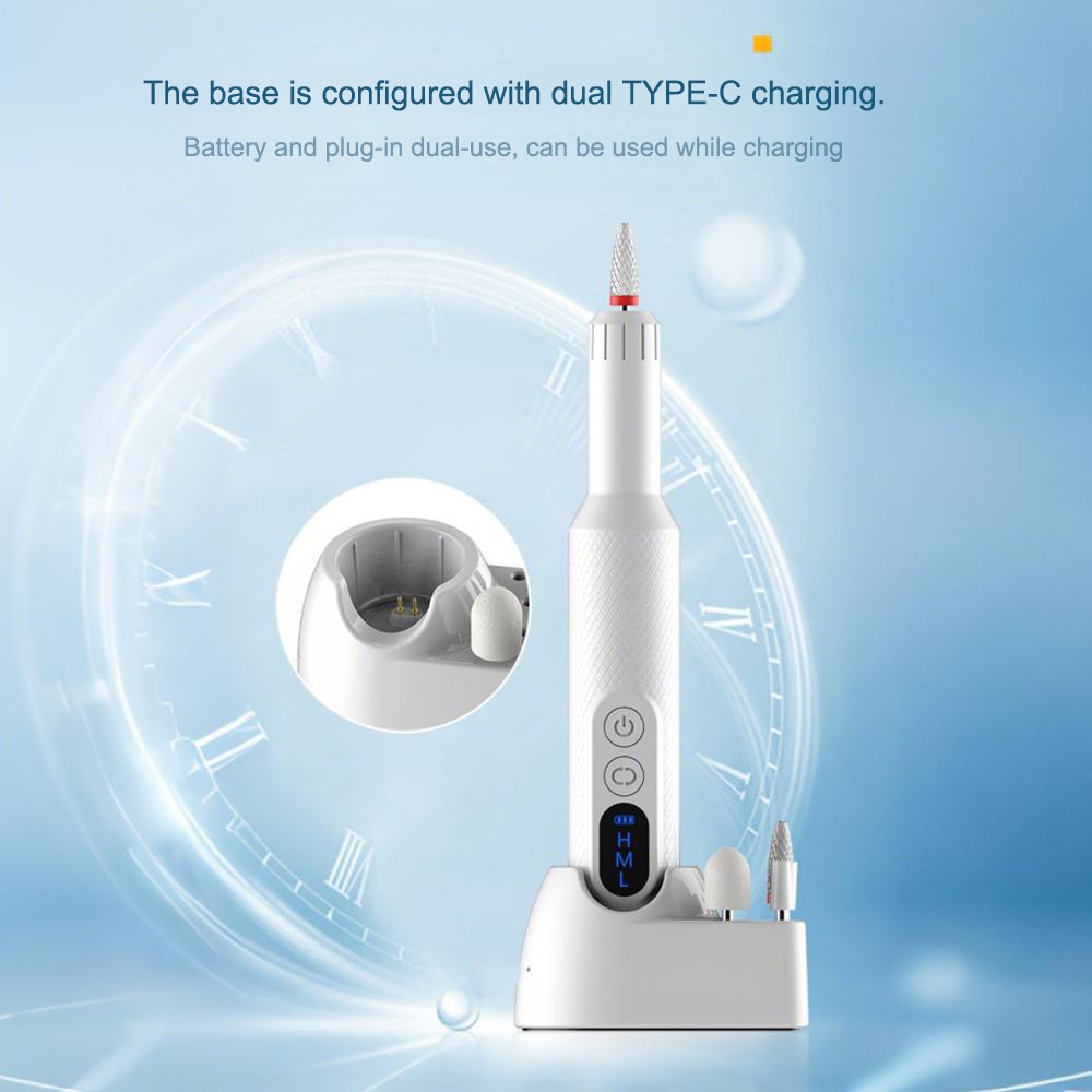 Portable Rechargeable Nail Drill Machine 1.8W Pen Style Electric File White