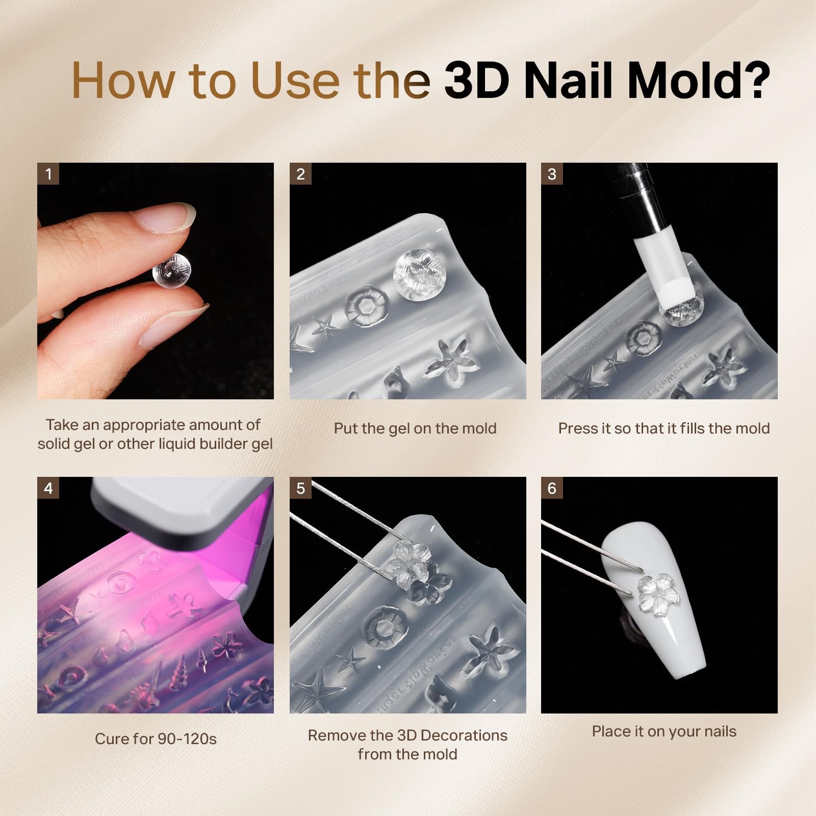 3D Sea Shell Nail Molds for Nail Art, 1PC Silicone 3D Charm Beach Ocean Pearl…