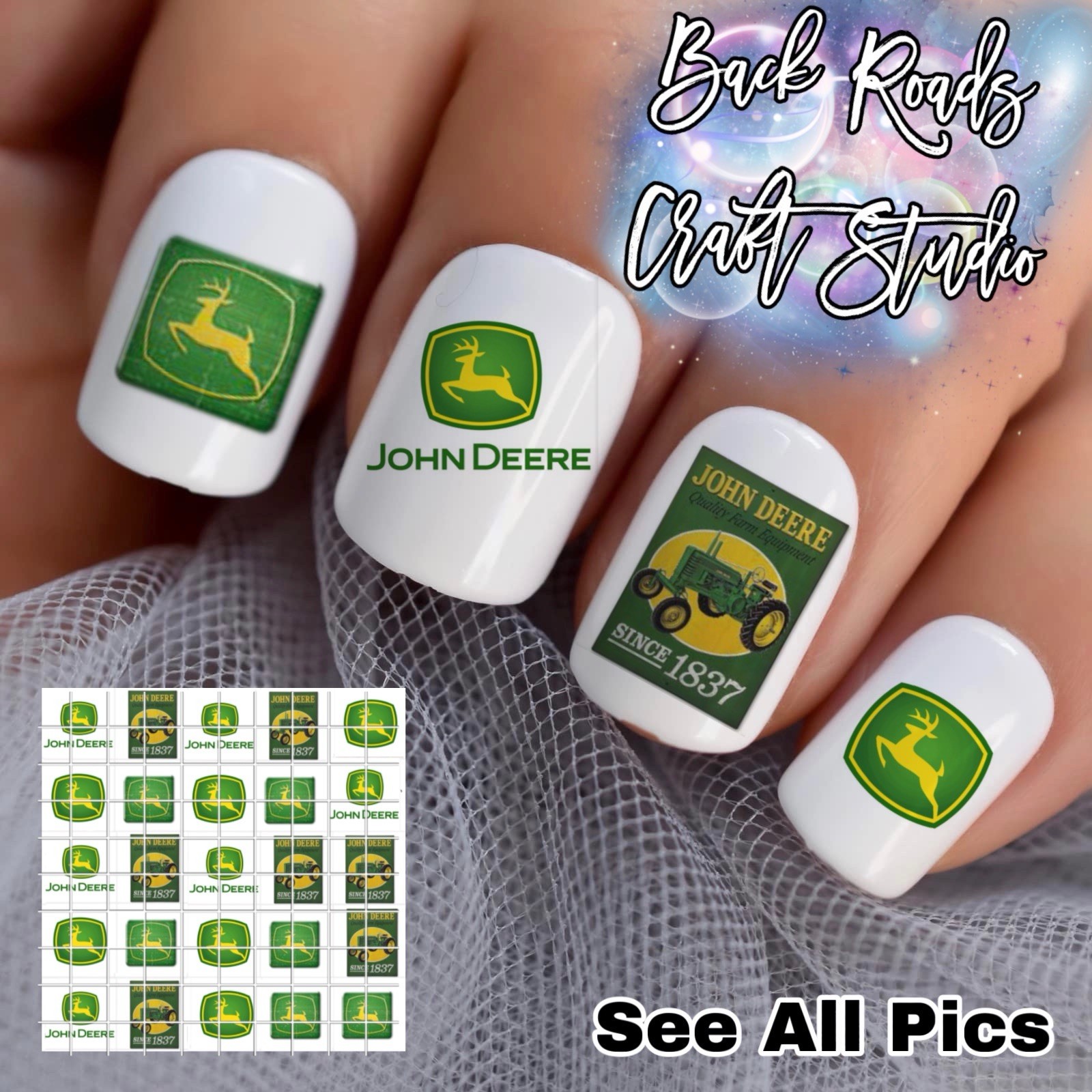 John Deere Waterslide Finger Nail Decals Instructions set of 50 Bonus