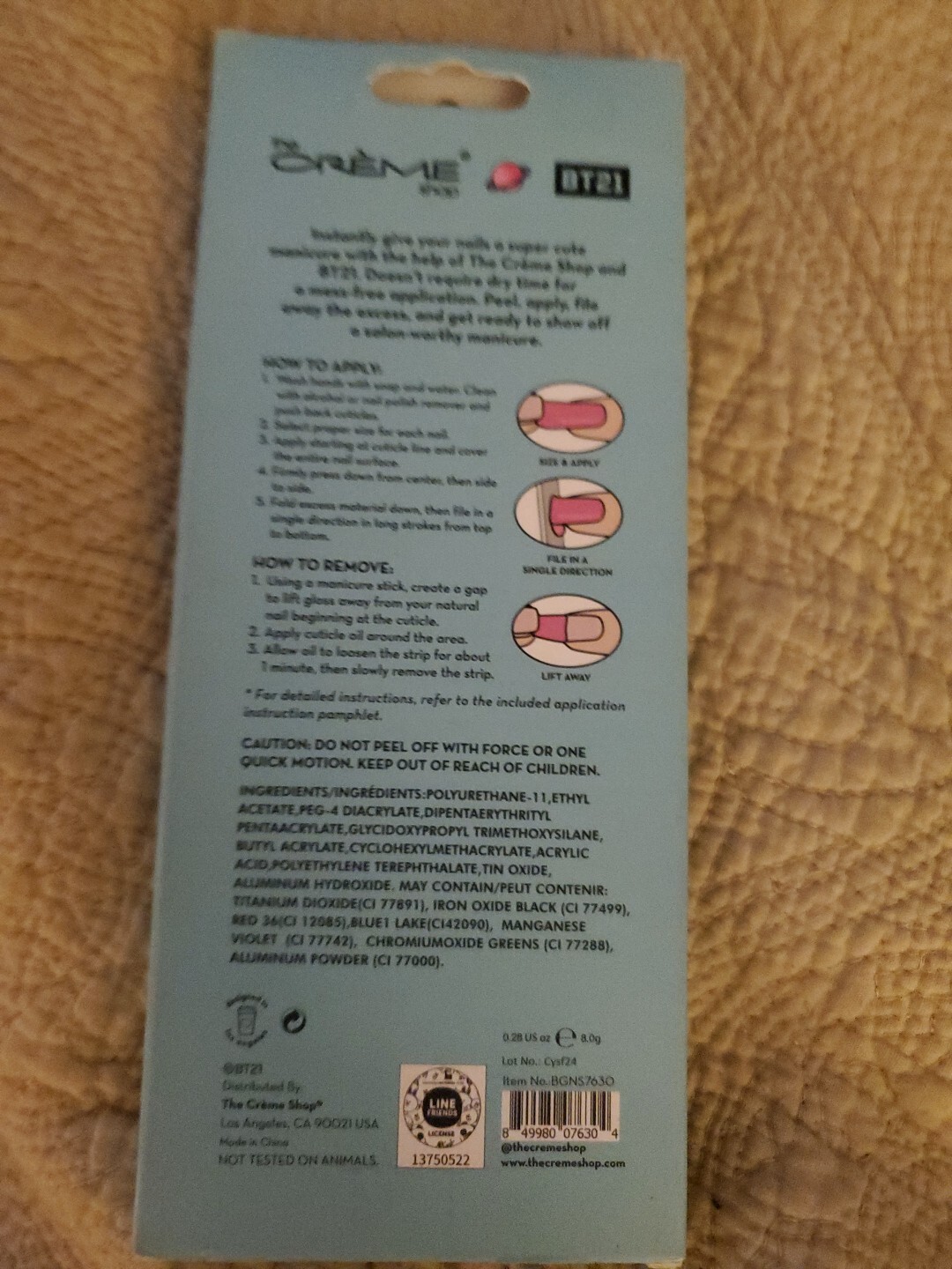BTS BT21 The Creme Shop 35pc Long Wear Gel Nail Strip Kit Cotton Candy Sky Nib