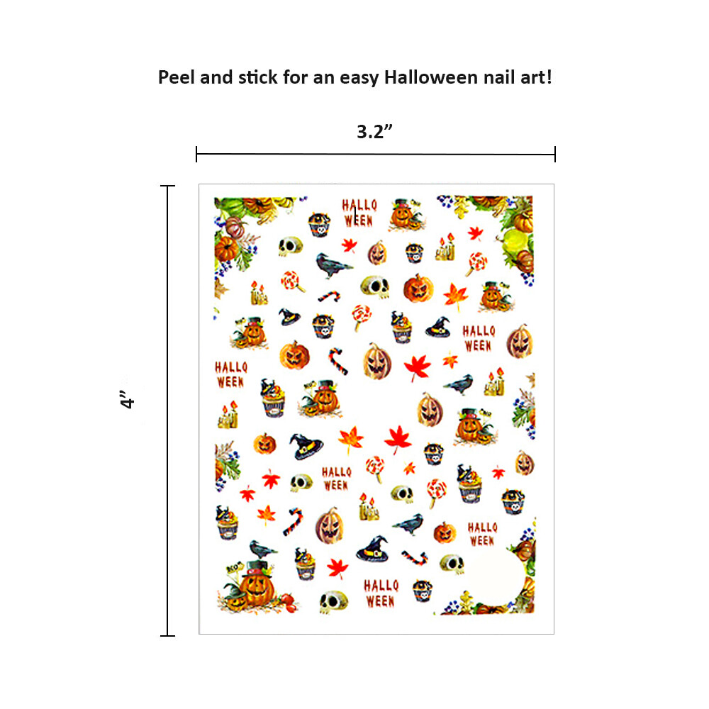 Winstonia 450+ Pcs Halloween Nail Stickers Decals Manicure Decoration Horror Fun