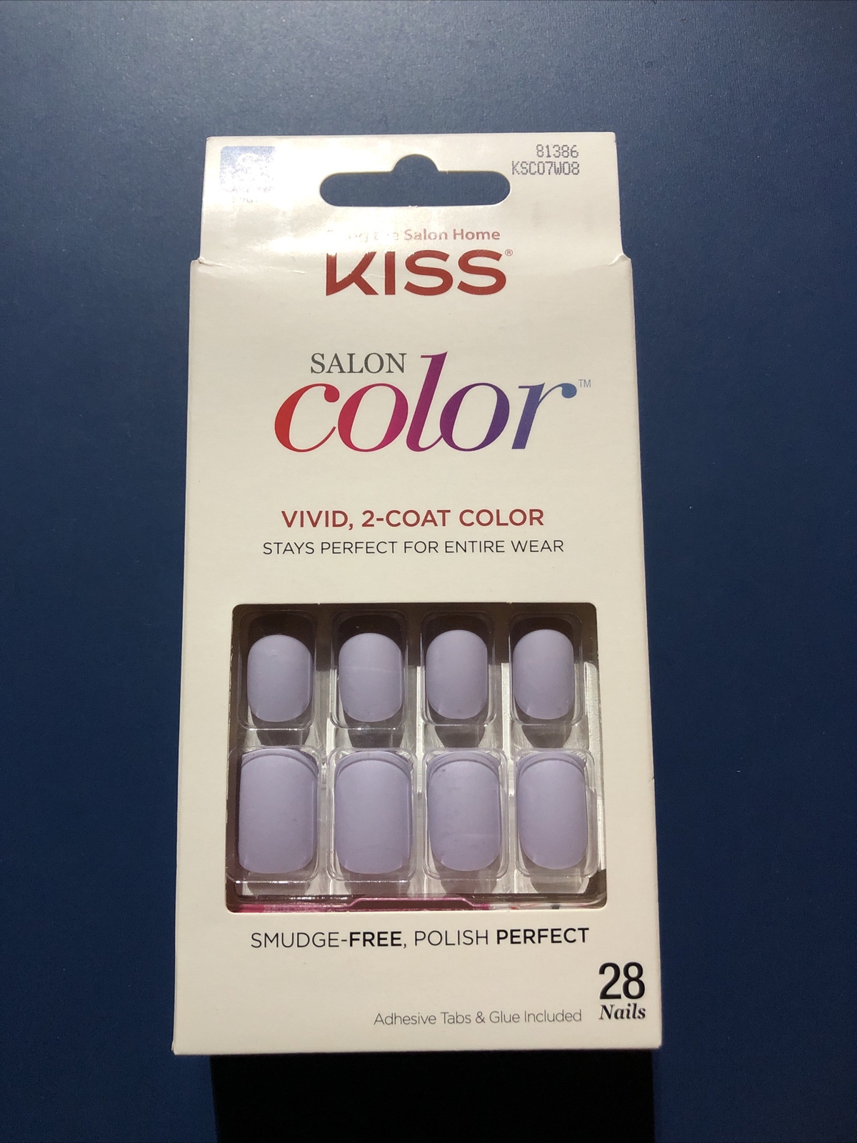 Kiss Nails Salon Color Press or Glue Manicure Short Gel Matte Light Purple