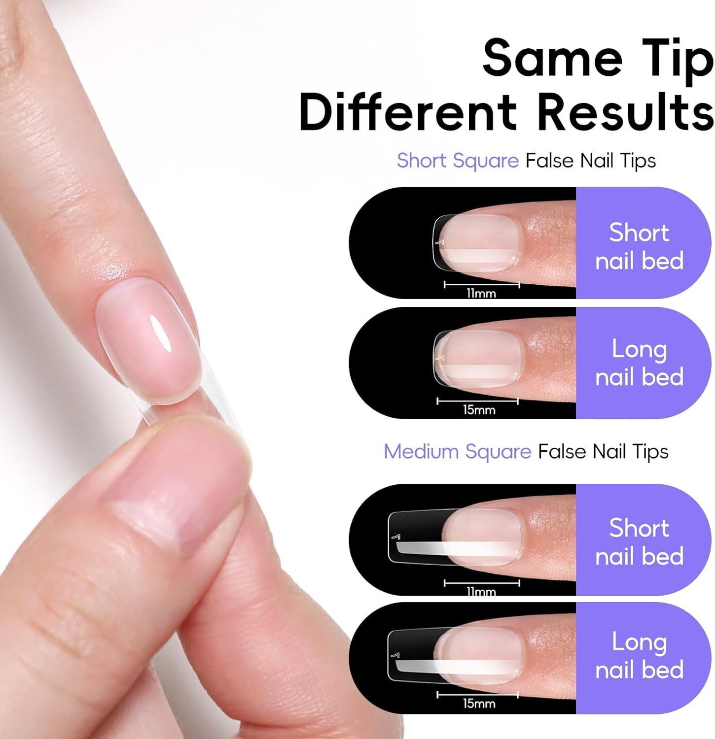 l Nail Kit, Short Medium Coffin Nail Tips with U V Lp 2