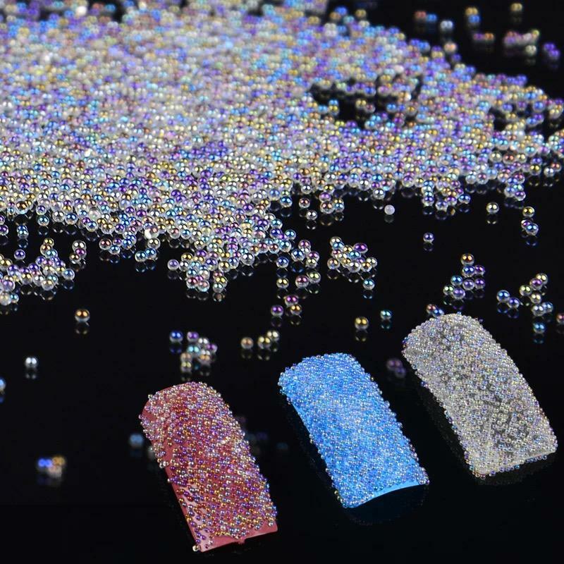 CAVIAR BEADS ROSE GOLD Crystal 3D Micro Ball Pixie Nail Art Decoration Glass UK