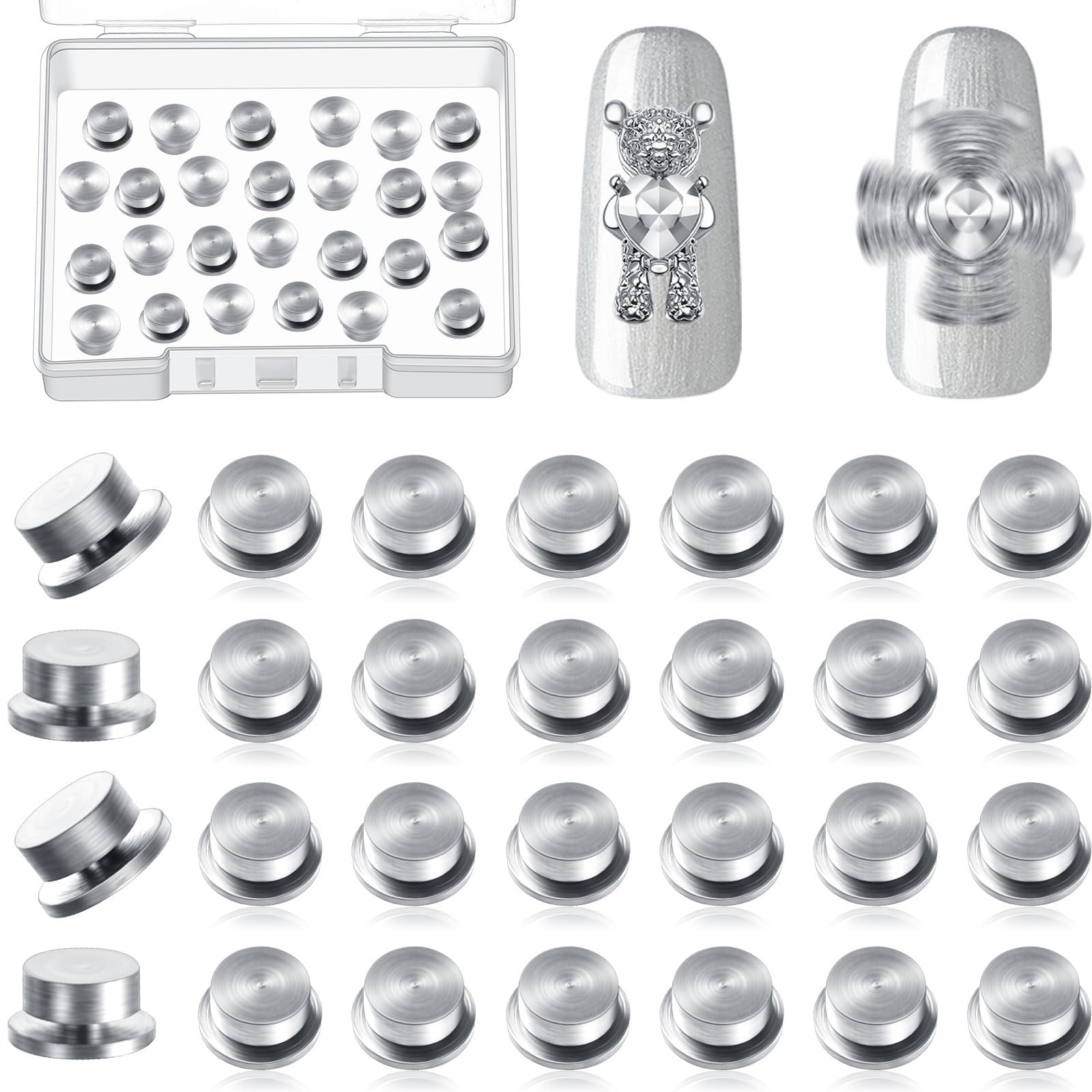 30 Pieces Spinning Nail Charms Nail Art Rotating Charm Bearing Art Tool Rings…