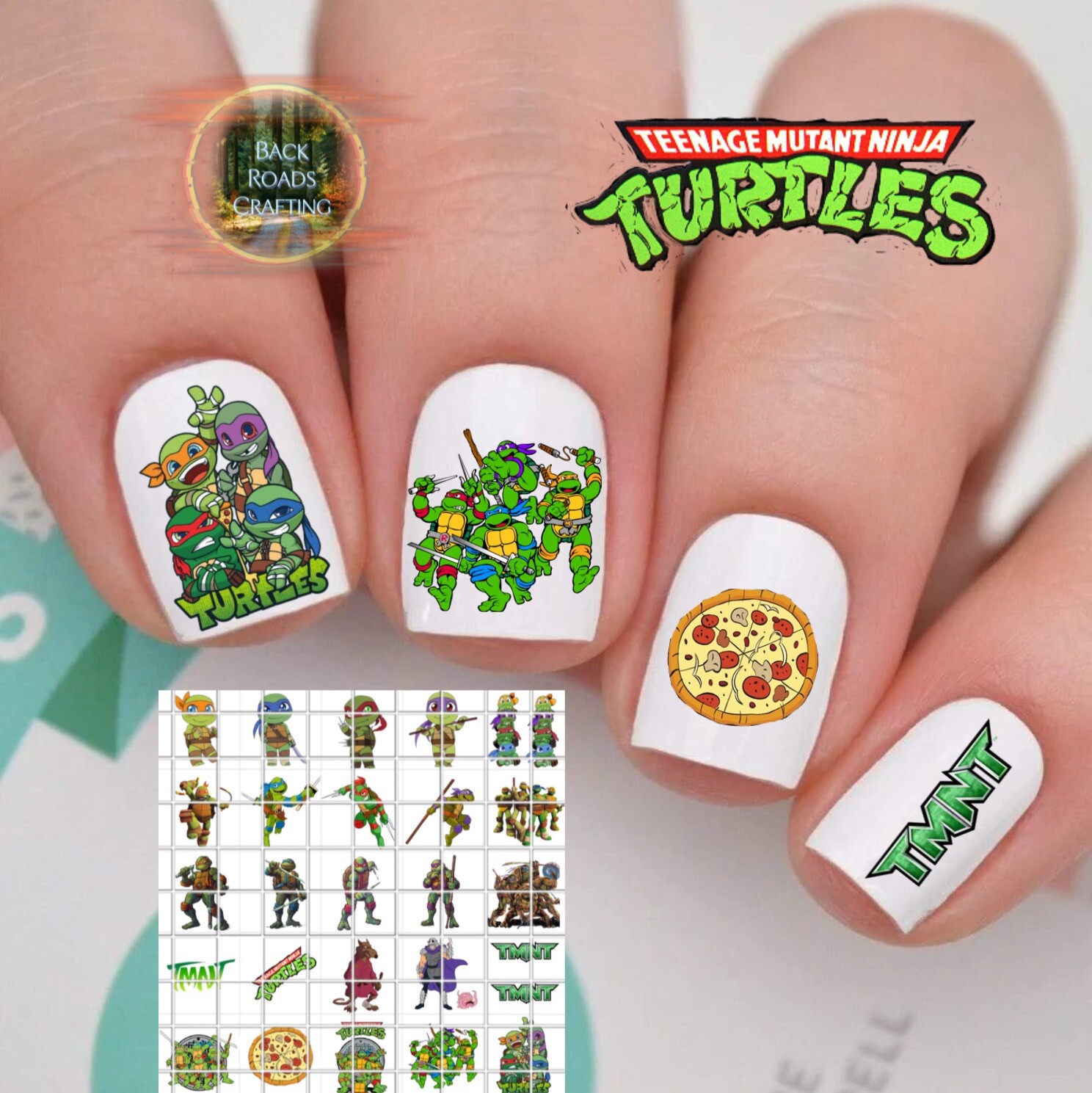 TMNT Teenage Mutant Ninja Turtles Waterslide Nail Art Decals Set Of 50 &