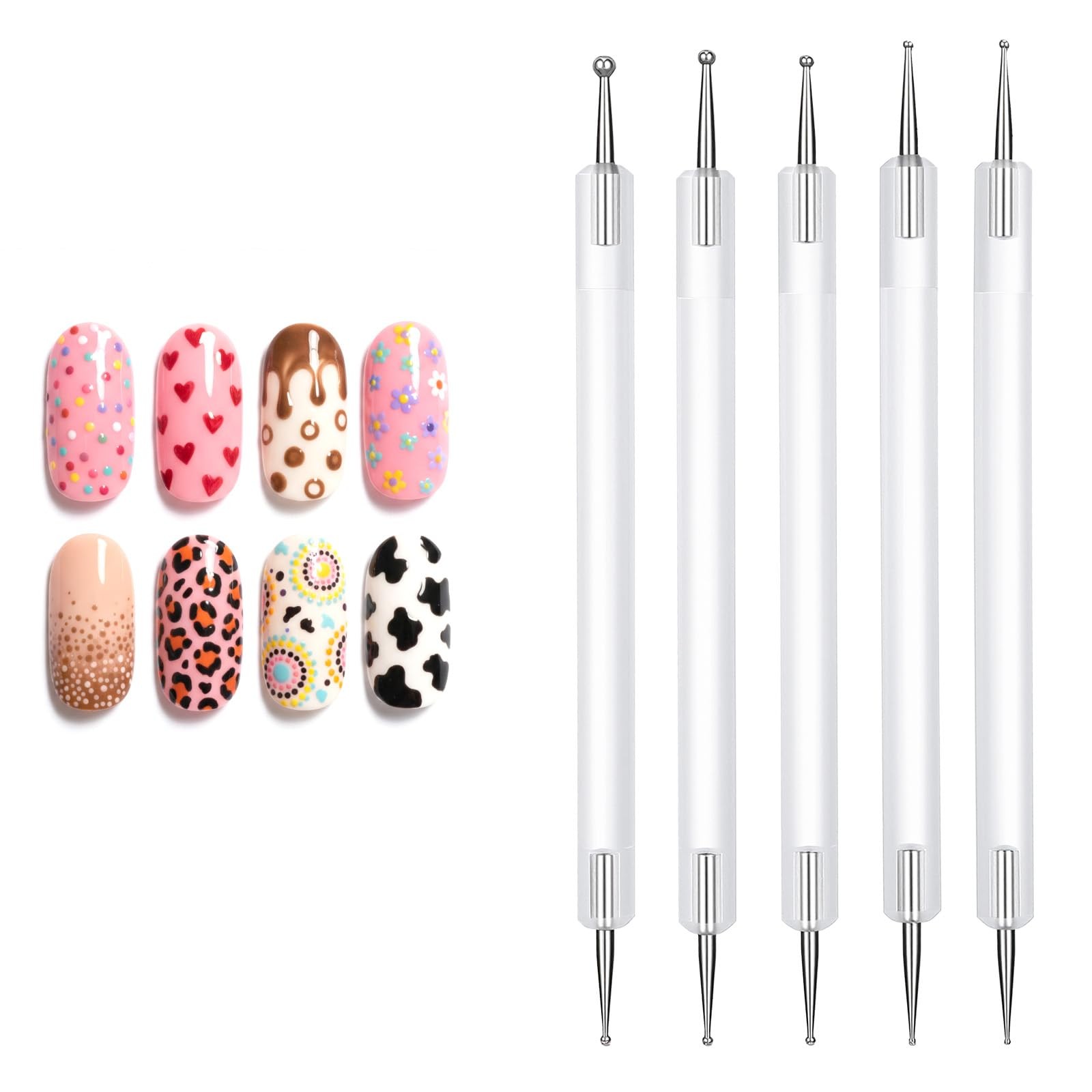 Dotting Tools Nail Art Pe, Nail Art Tools, 5 PCS 5 Size Quick Paint Double En…