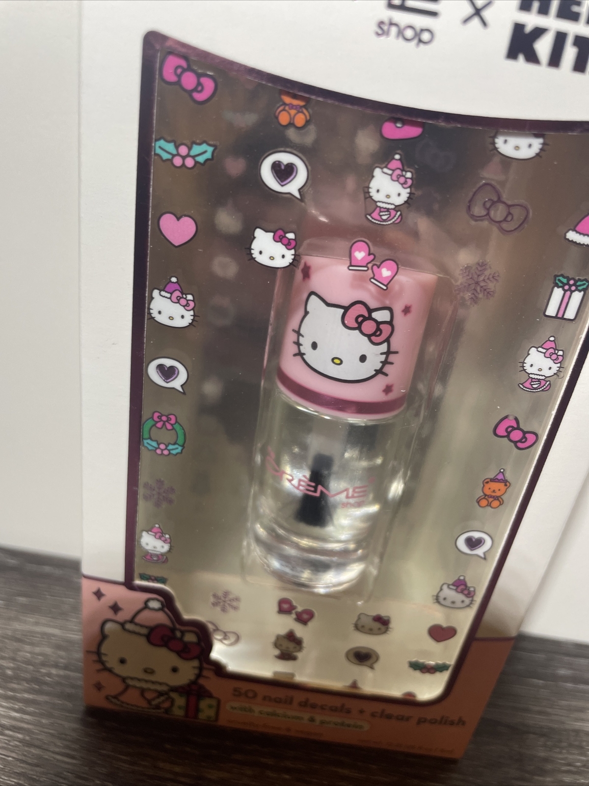 The Creme Shop X Hello Kitty Clear Polish With 50 Holiday Nail Decals Limited Ed