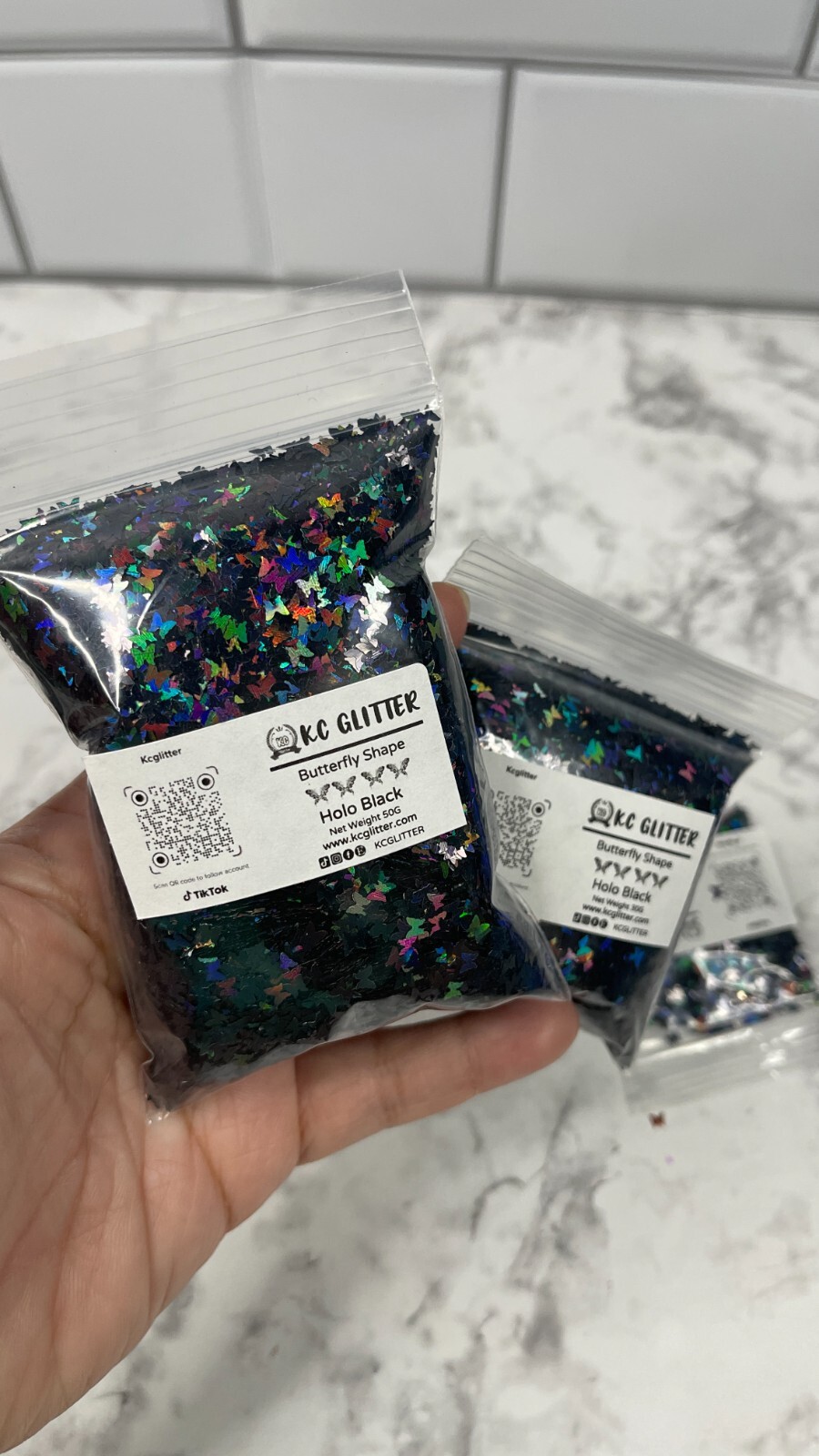 50g Solvent Resistant BUTTERFLY shape Glitter HOLO BLACK Nail Art DIY Craft